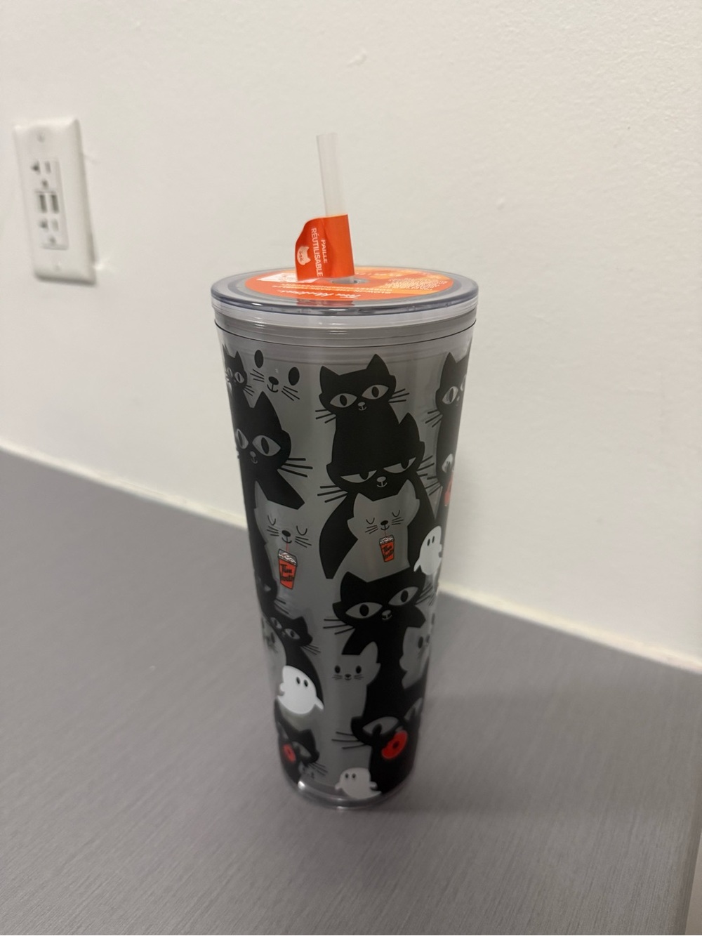 Tim Hortons Halloween Glow-in-the-Dark Cat Cup/Tumbler – NEW 🎃🐈‍⬛
